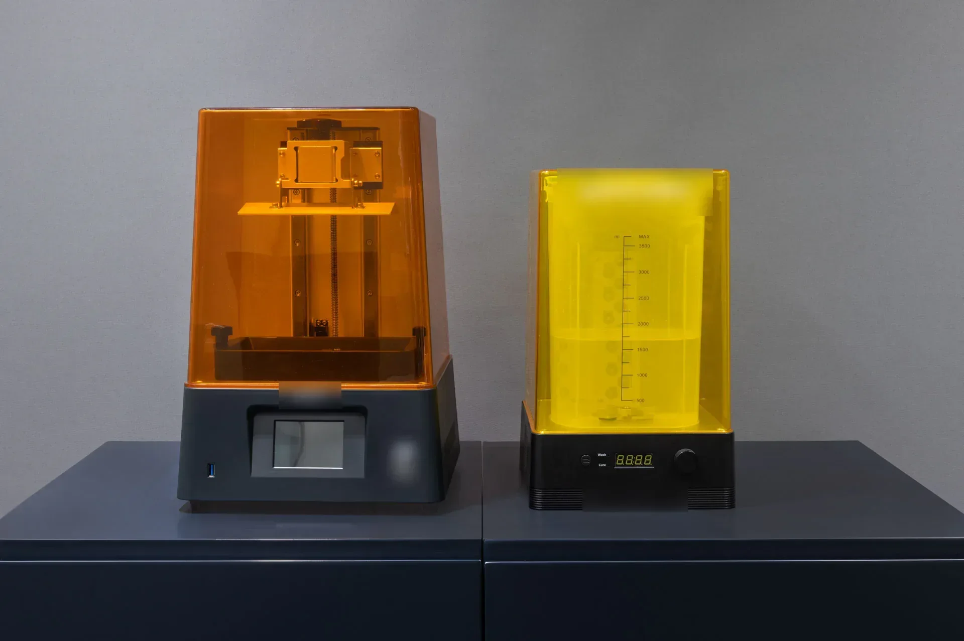 Desktop 3D printer and wash-and-cure unit