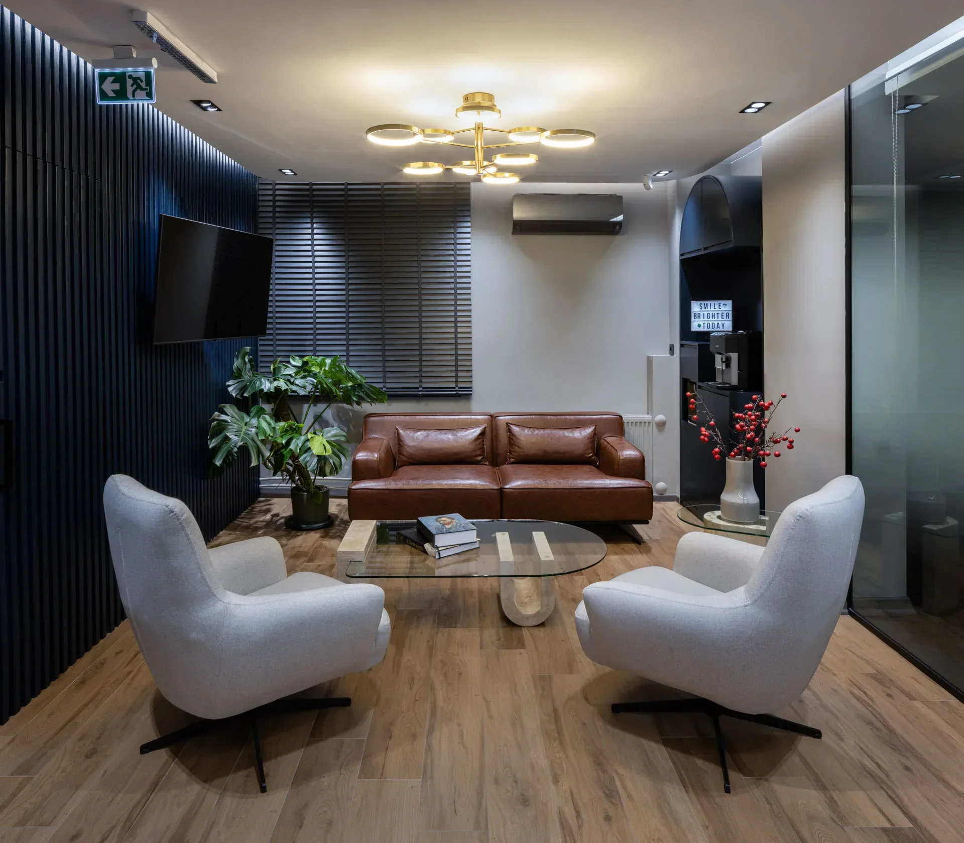 Armchairs and sofa in the waiting area